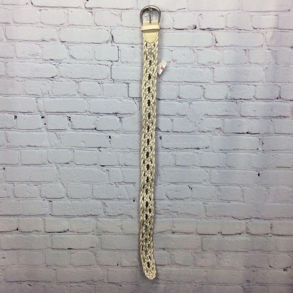 American Eagle Outfitters Braided Leather Belt Women's XS/S Ivory Boho Casual